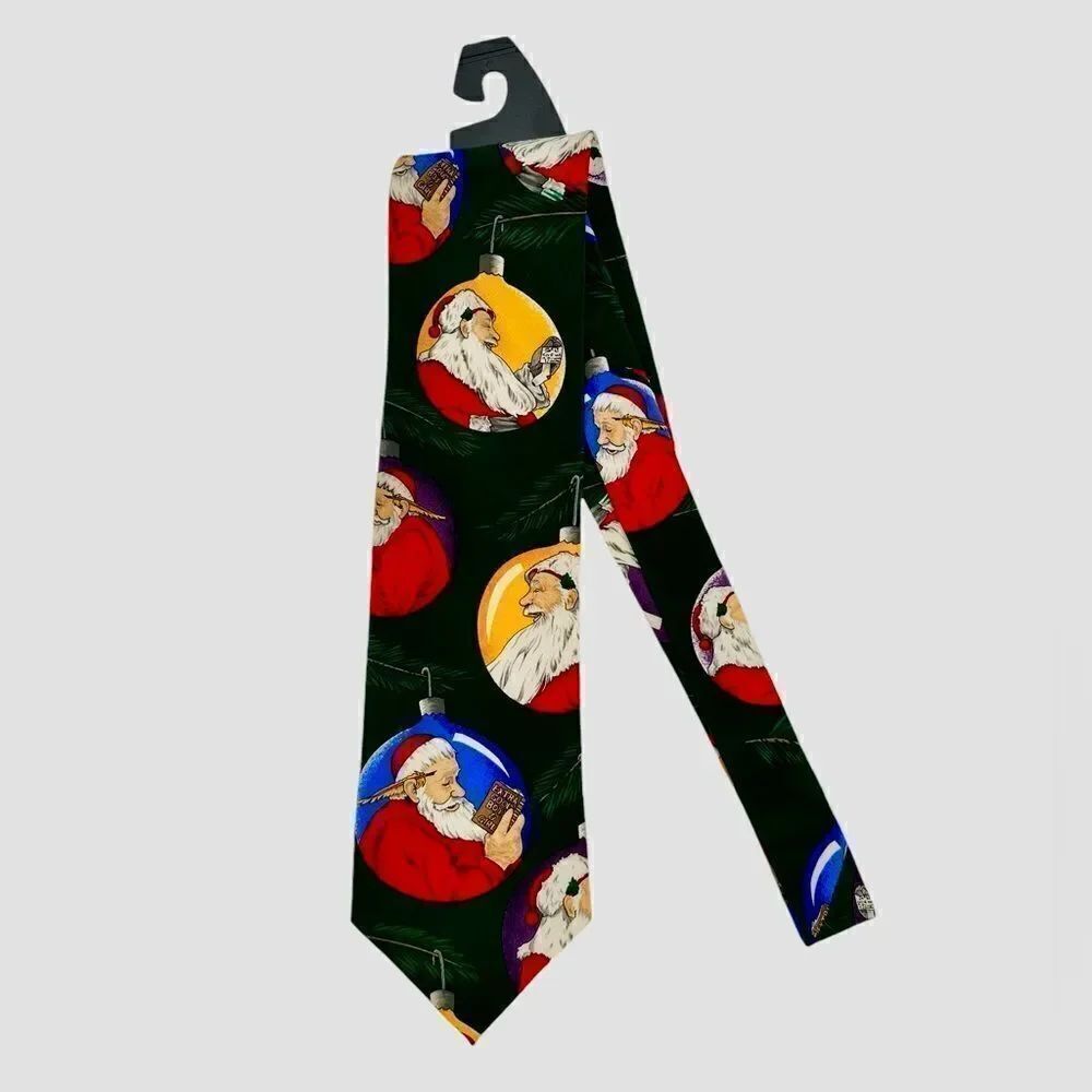 Vintage 1998 Saturday Morning Evening Post Santa Holiday Christmas Silk Tie